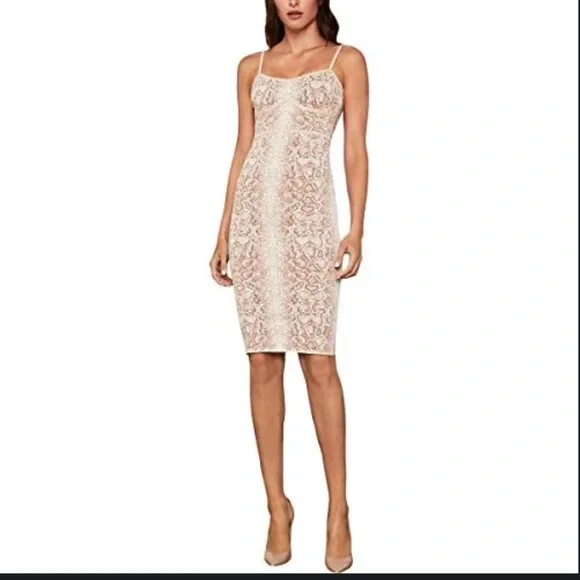 bcbgmaxazria bare pink dress BCBGMAXAZRIA Cross Front Maxi Dress in Bare Pink Python Skin